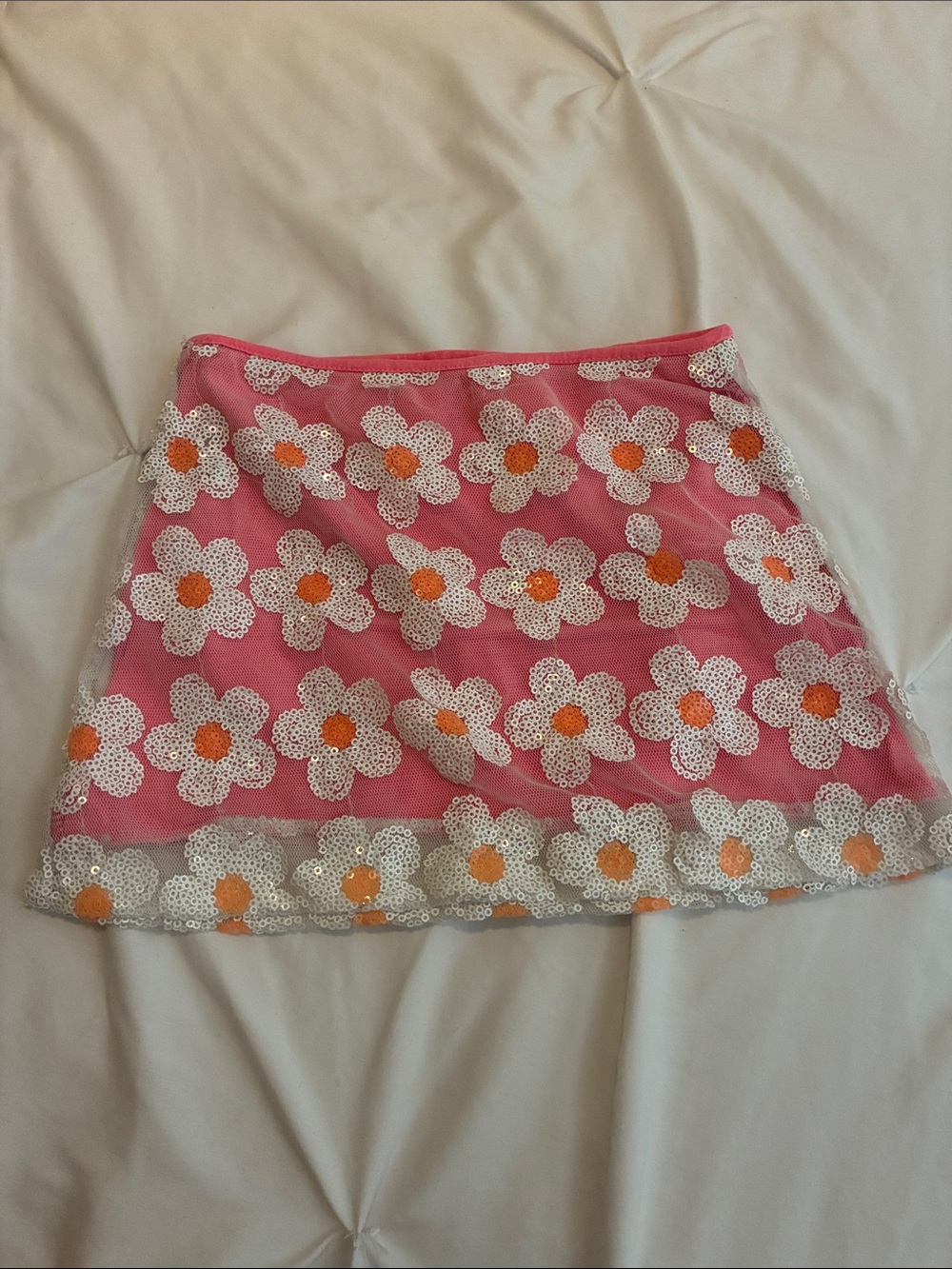 Flowers by Zoe Pink Daisy Sequin Mini Skirt